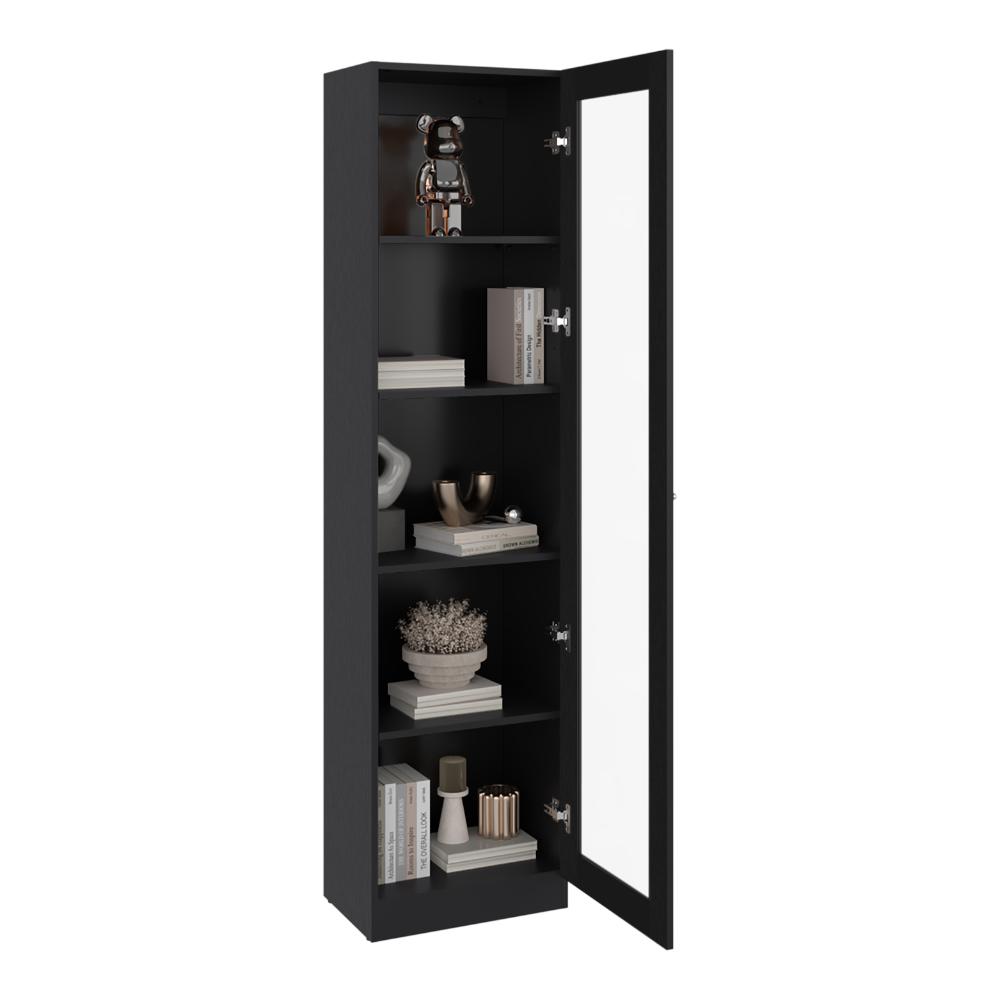 Biblioteca Home Eco Con Puerta En Vidrio, Wengue, con Cinco Entrepaños ZF