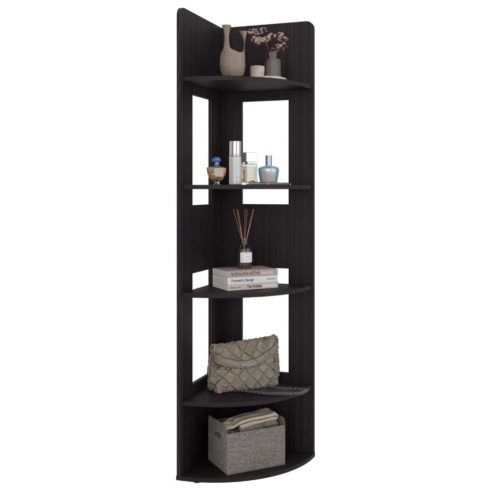 Biblioteca Esquinera Home Dreams, Wengue, con 4 Entrepaños para Objetos Decorativos y de Fácil Armado ZF