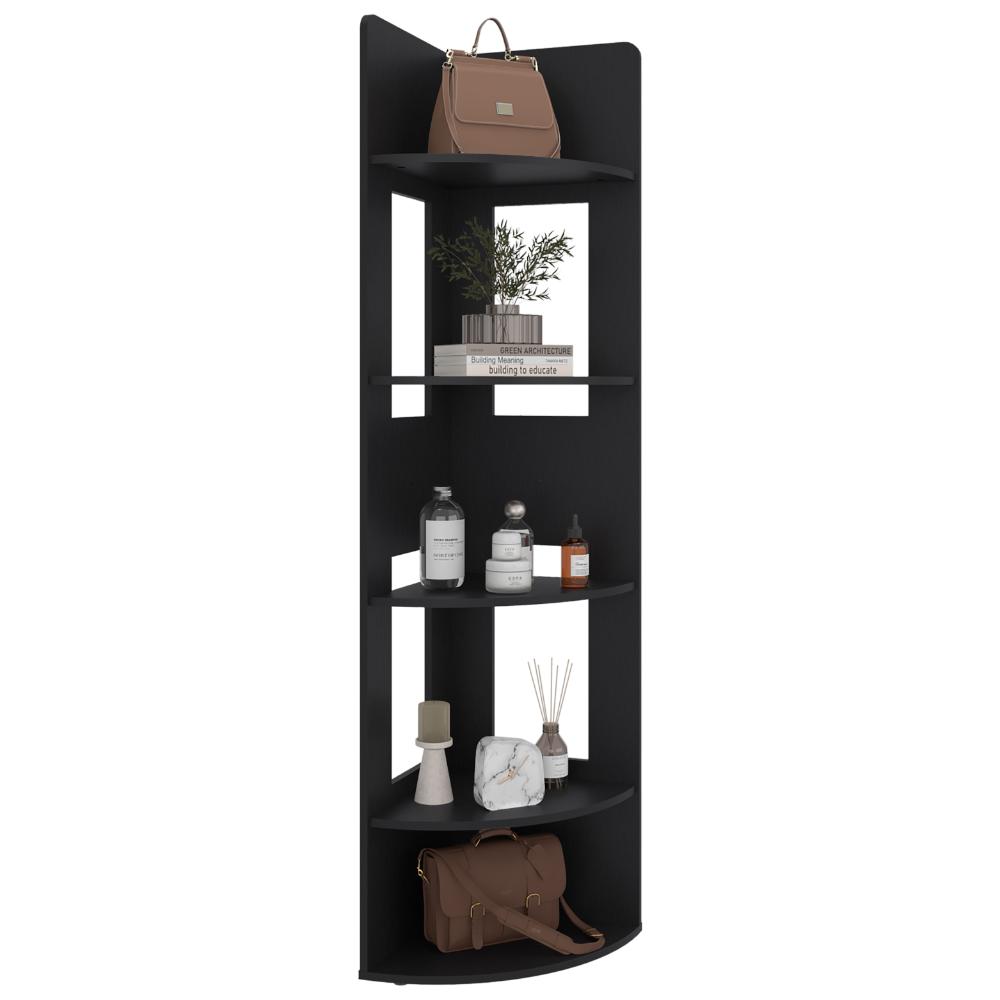 Biblioteca Esquinera Home Dreams, Wengue, con 4 Entrepaños para Objetos Decorativos y de Fácil Armado ZF