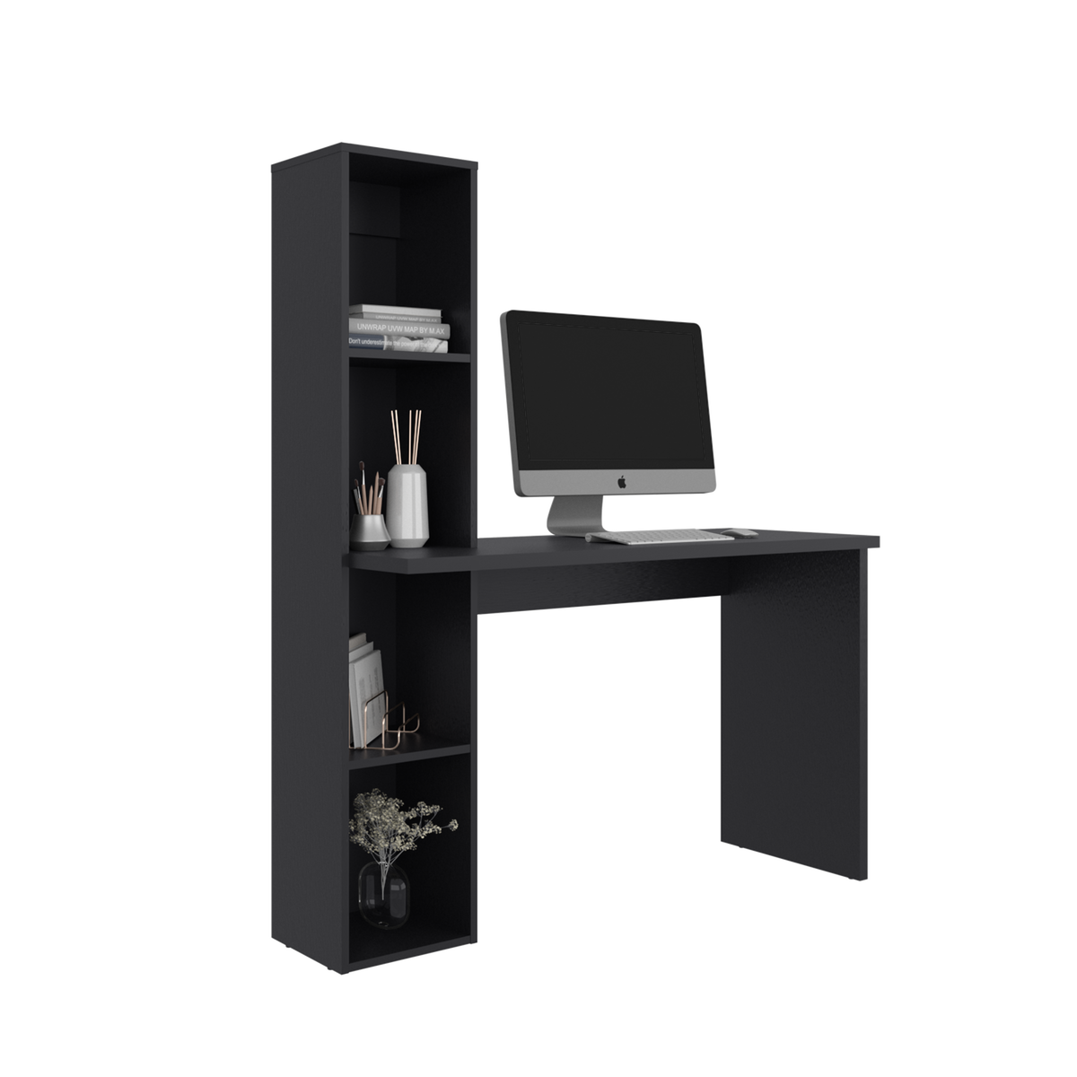 Escritorio Biblioteca Aston, Wengue, con espacio para guardar objetos ZF
