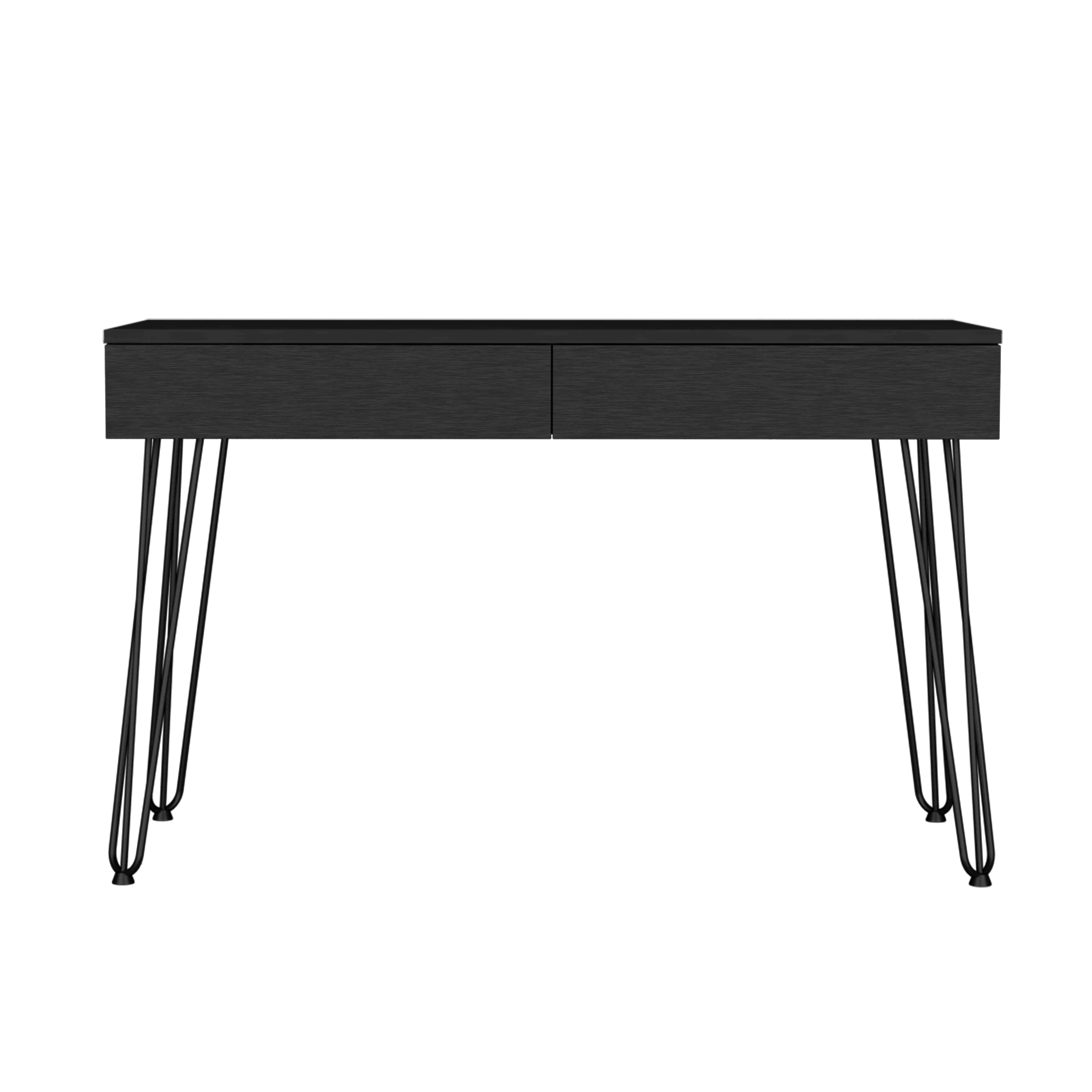 Escritorio Rumat, Wengue, con Dos Cajones y Pata Metálicas ZF - VIRTUAL MUEBLES