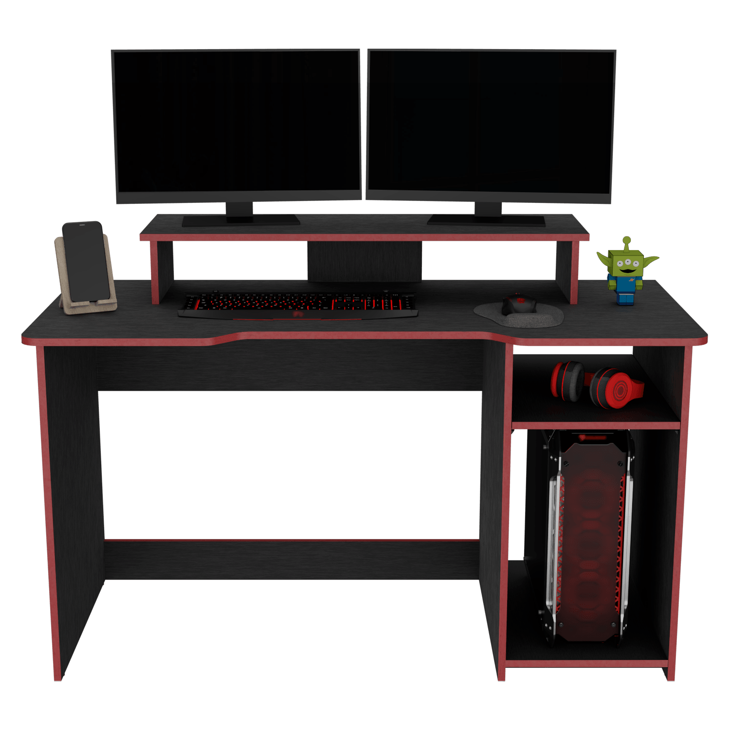 Combo para Oficina Gate, Rojo y Negro, Incluye Silla y Escritorio Gamer