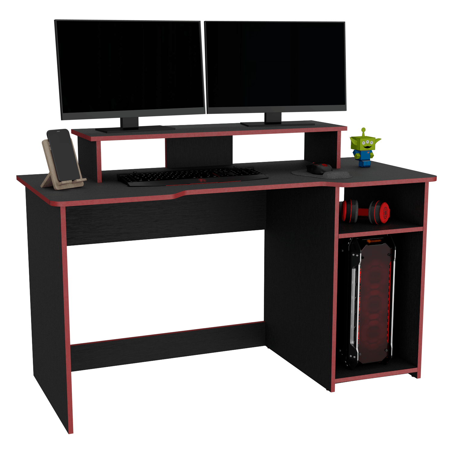 Combo para Oficina Gate, Rojo y Negro, Incluye Silla y Escritorio Gamer