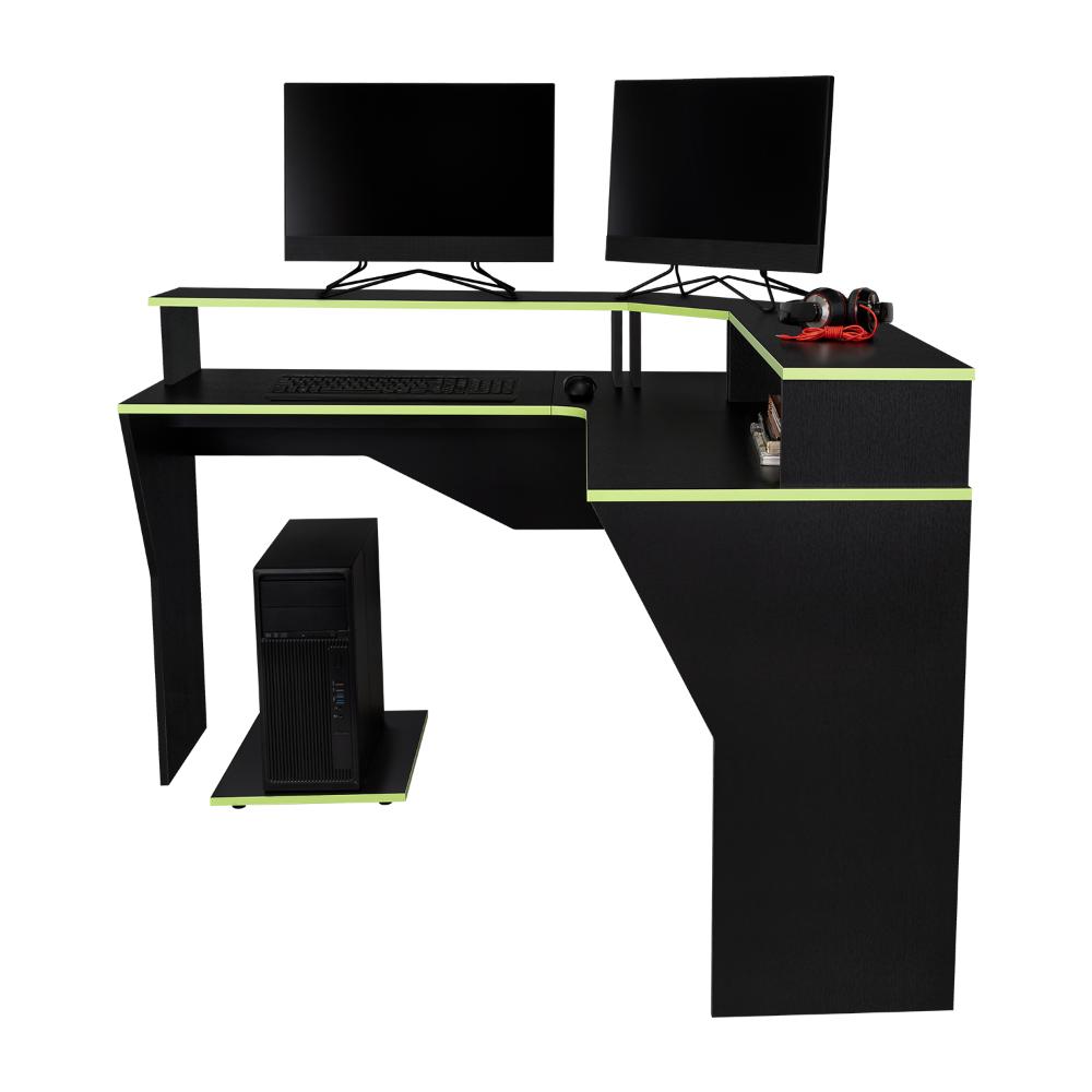 Combo para Oficina Vitorino, Verde y Negro, Incluye Silla y Escritorio Gamer