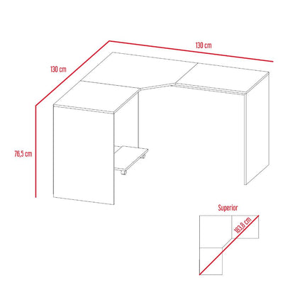 Escritorio En L Dafne, Bardolino, con Dos Entrepaños y Base con Rodachinas Para Fácil Desplazamiento Hc