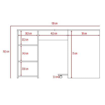 Escritorio En L Dafne, Bardolino, con Dos Entrepaños y Base con Rodachinas Para Fácil Desplazamiento Hc