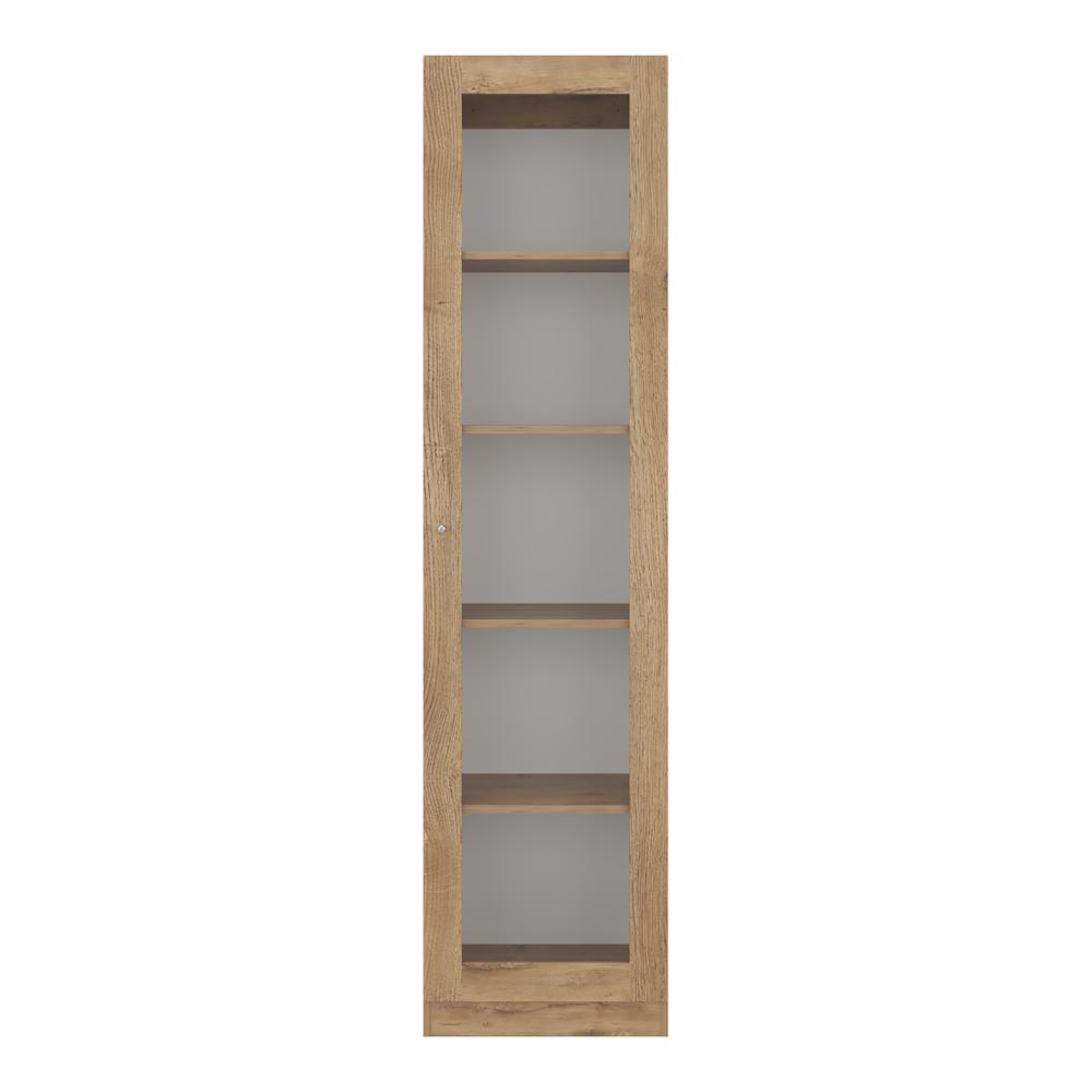 Biblioteca Home Eco Con Puerta En Vidrio, Macadamia, con Cinco Entrepaños ZF