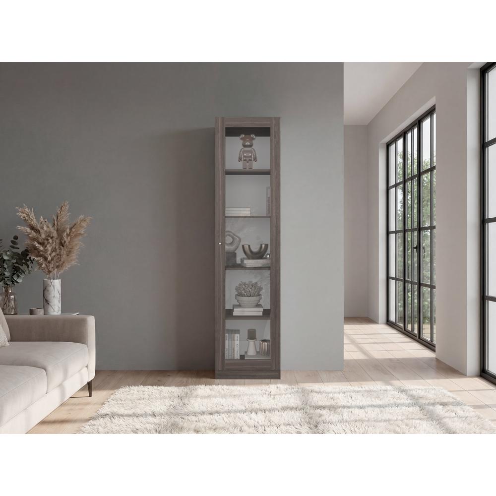 Biblioteca Home Eco Con Puerta En Vidrio, Milán y Blanco, con Cinco Entrepaños ZF