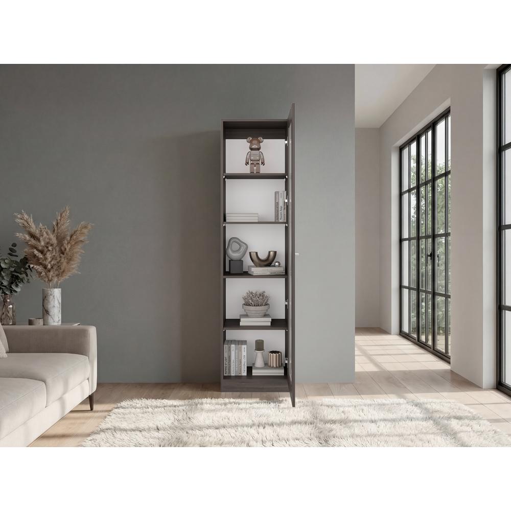 Biblioteca Home Eco Con Puerta En Vidrio, Milán y Blanco, con Cinco Entrepaños ZF