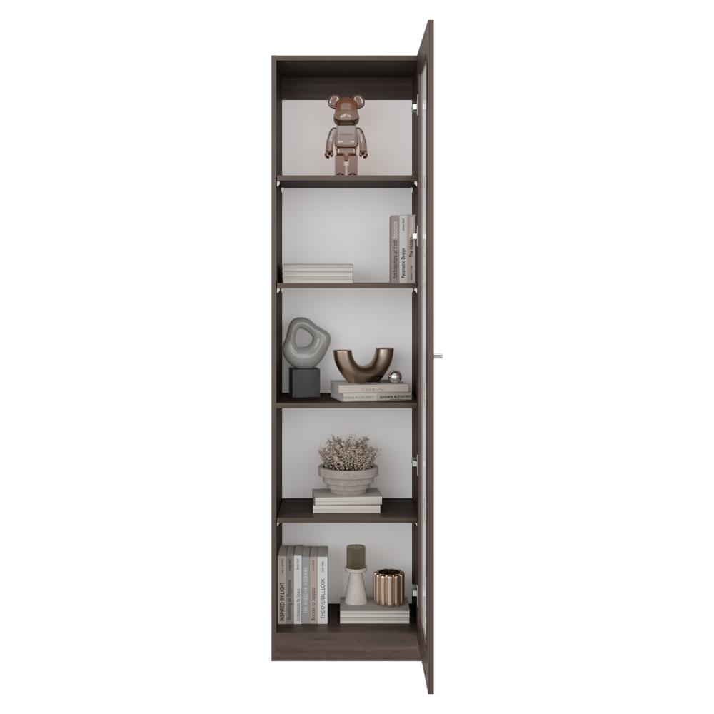 Biblioteca Home Eco Con Puerta En Vidrio, Milán y Blanco, con Cinco Entrepaños ZF