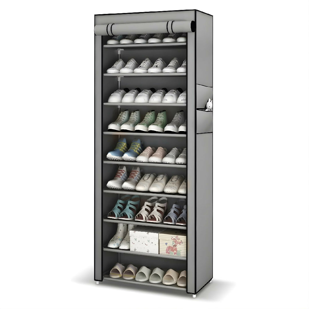 Zapatero Organizador De 9 Niveles Gran Capacidad Para 27 Pares Estante De Calzado Vertical Gris