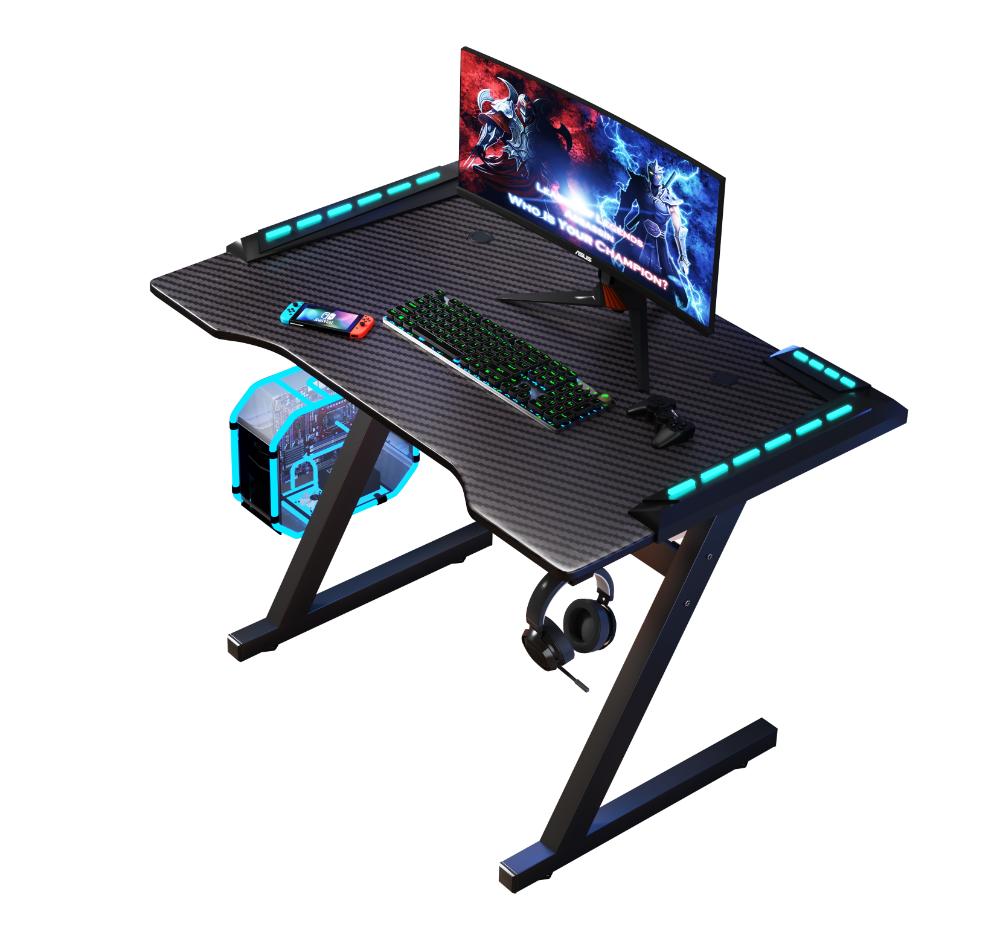 Escritorio Gamer Silver, Negro, Estructura Metalica