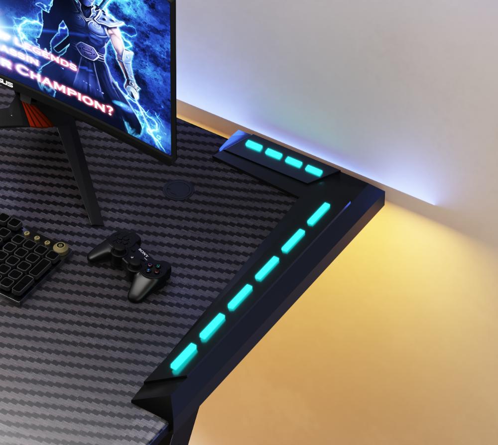 Escritorio Gamer Silver, Negro, Estructura Metalica
