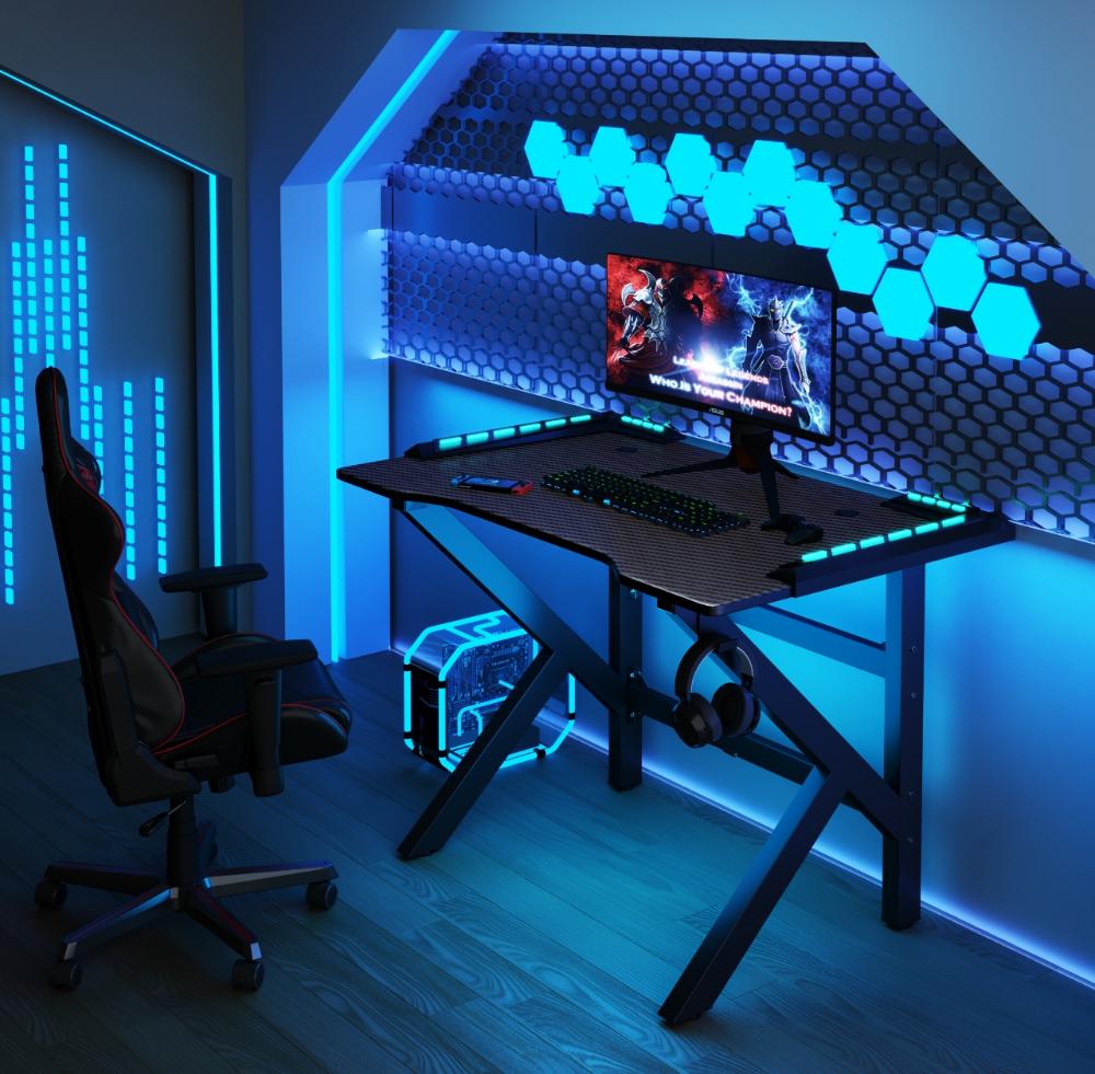 Escritorio Gamer Galactic, Negro, Estructura Metalica
