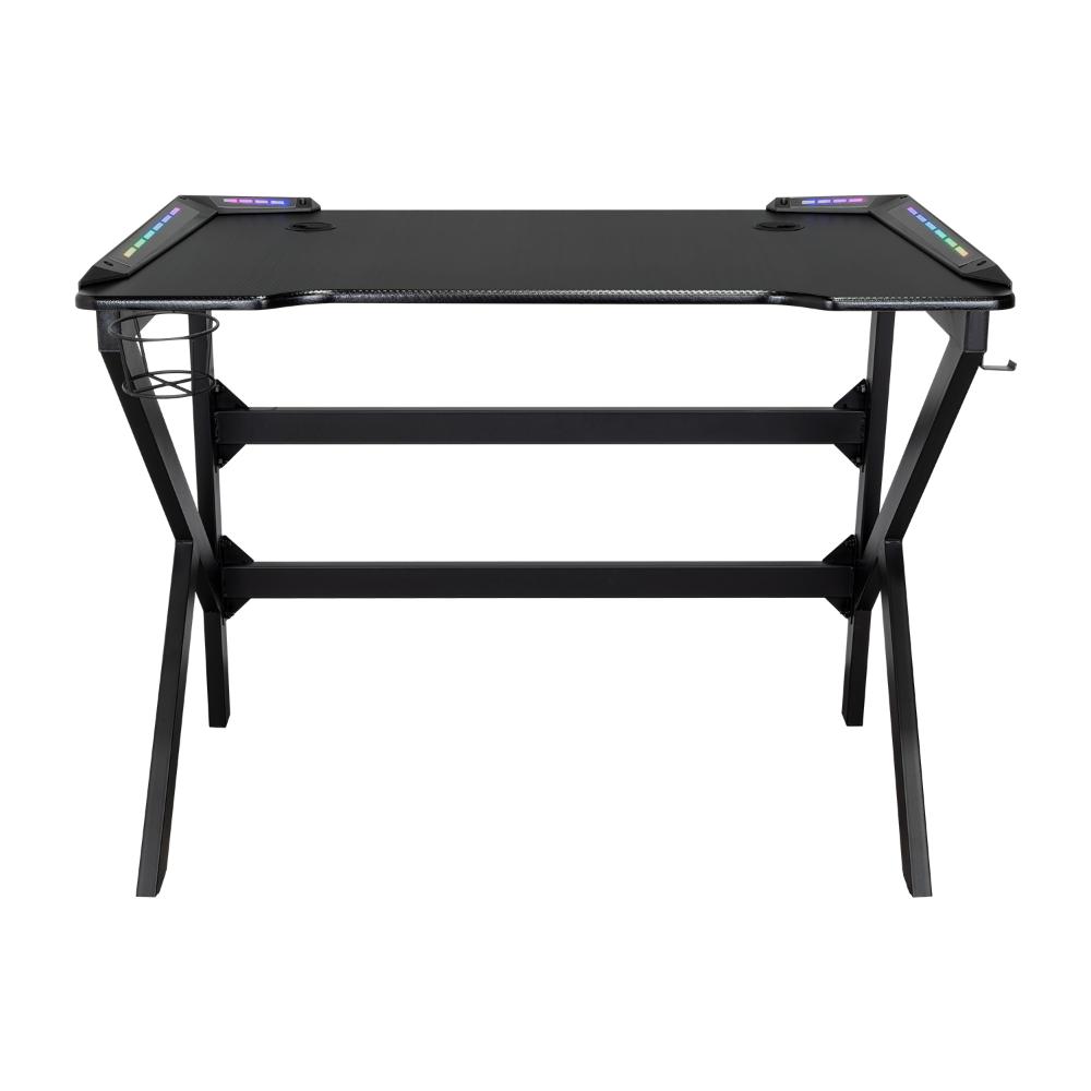 Escritorio Gamer Galactic, Negro, Estructura Metalica y Luz Led