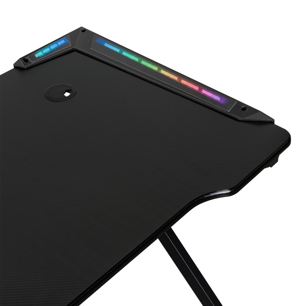 Escritorio Gamer Galactic, Negro, Estructura Metalica y Luz Led