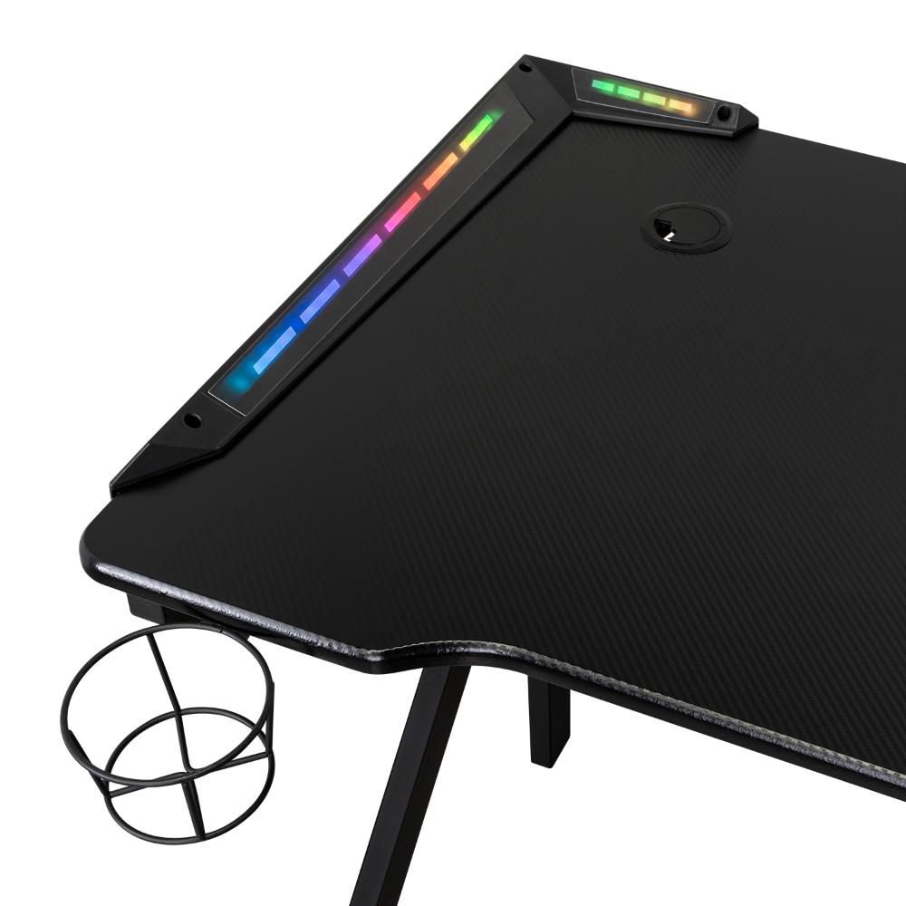 Escritorio Gamer Galactic, Negro, Estructura Metalica y Luz Led