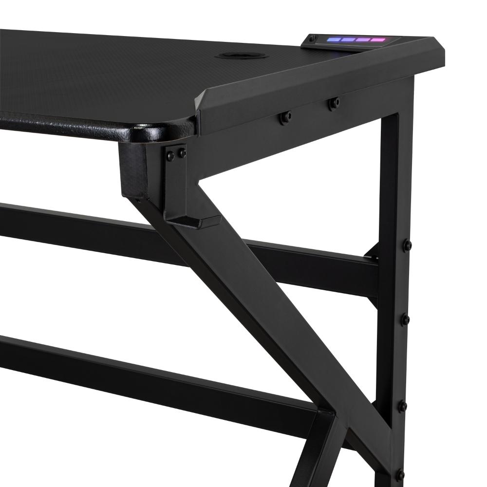 Escritorio Gamer Galactic, Negro, Estructura Metalica y Luz Led