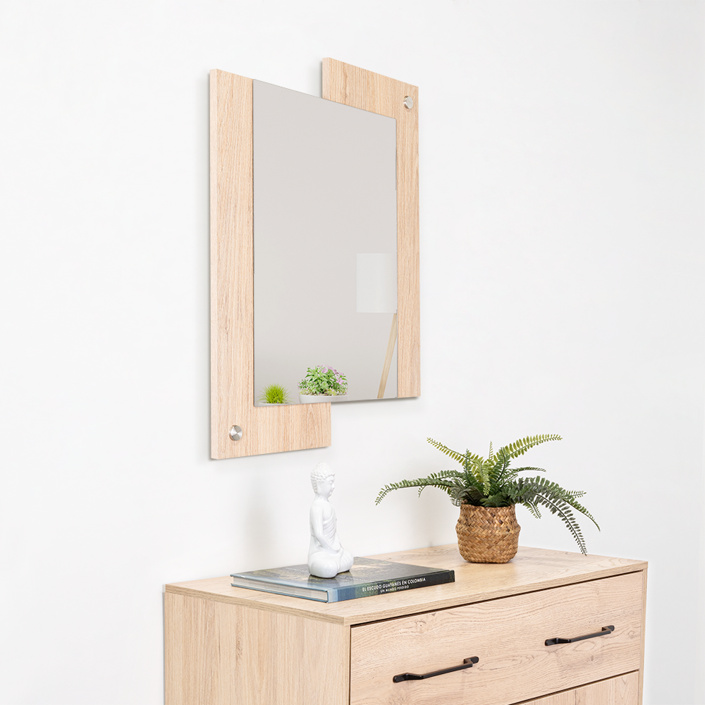 Espejo Rectangular Paduk, Color Madera Clara