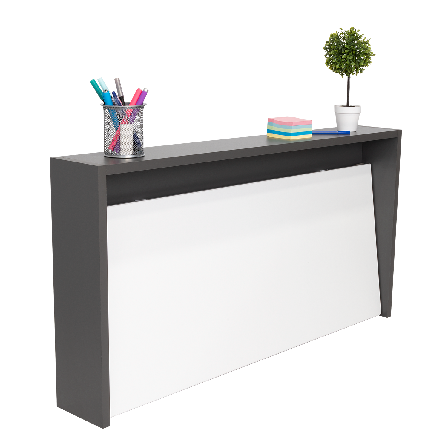 Escritorio Colgante Frello, Plata Oscuro y Blanco, con Espacio Para Artículos de Estudio