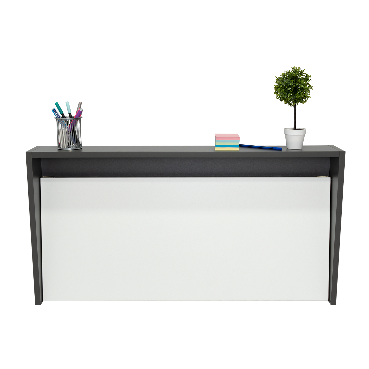Escritorio Colgante Frello, Plata Oscuro y Blanco, con Espacio Para Artículos de Estudio