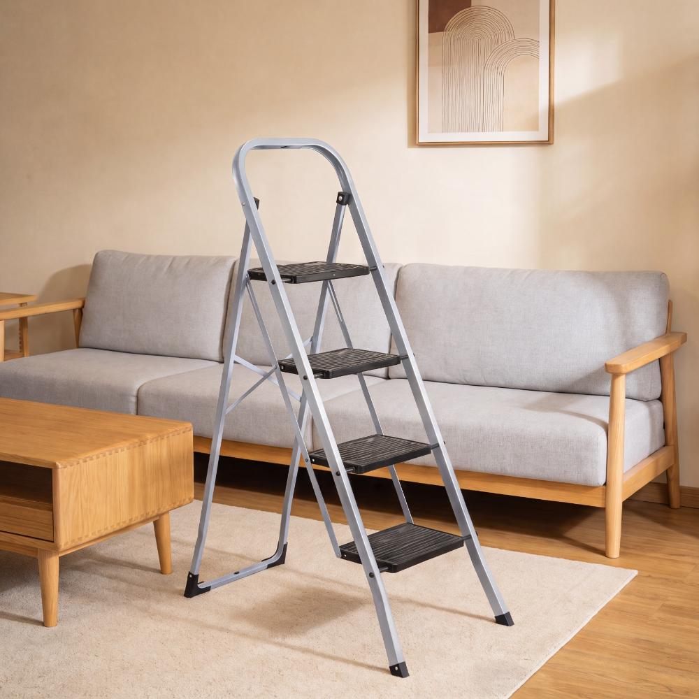 Escalera Tubular Natura, Negro, Plagable de 4 niveles