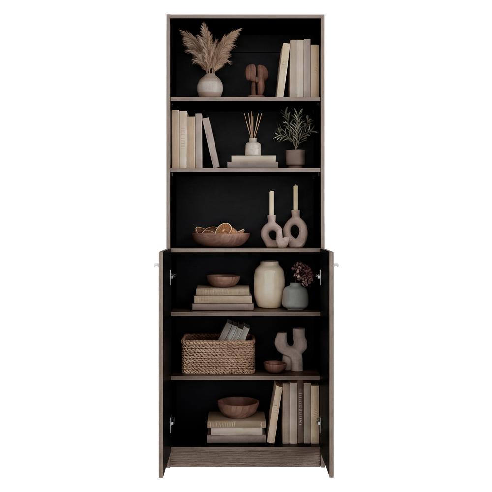 Biblioteca Home, Positano y Wengue, con Cinco Entrepaños y Dos Puertas Abatibles ZF