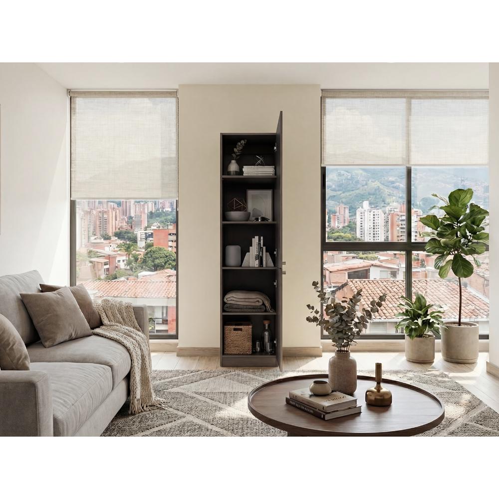 Biblioteca Home, Positano y Wengue, Dos Puertas Abatibles y de Fácil Armado ZF