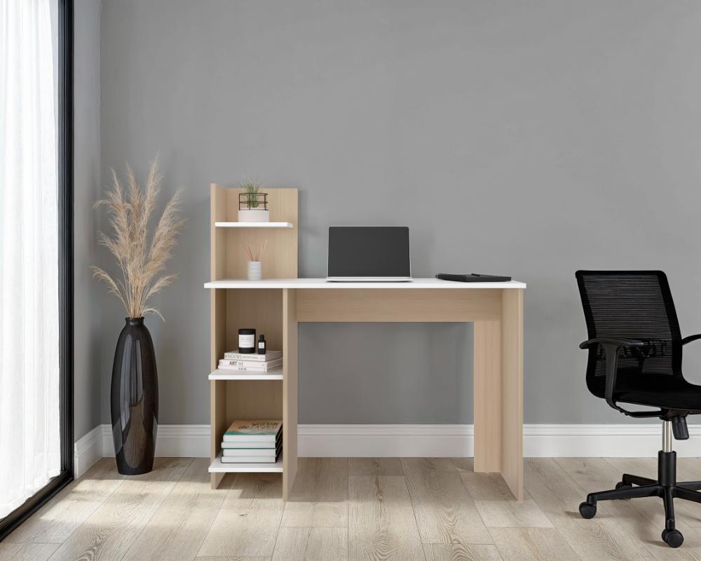 Escritorio Vilna, Cartagena y Blanco, con Amplia Superficie de Trabajo