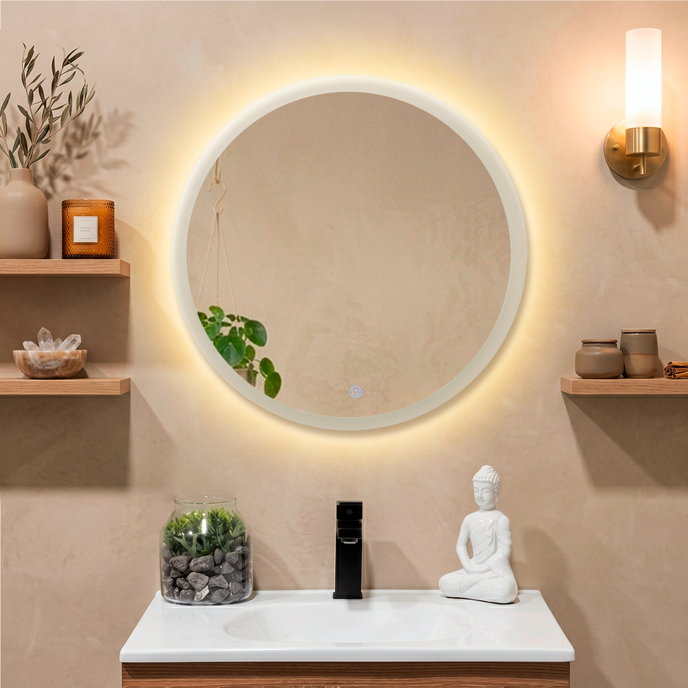 Espejo Circular Saman, con Luz Led y Botón Touch