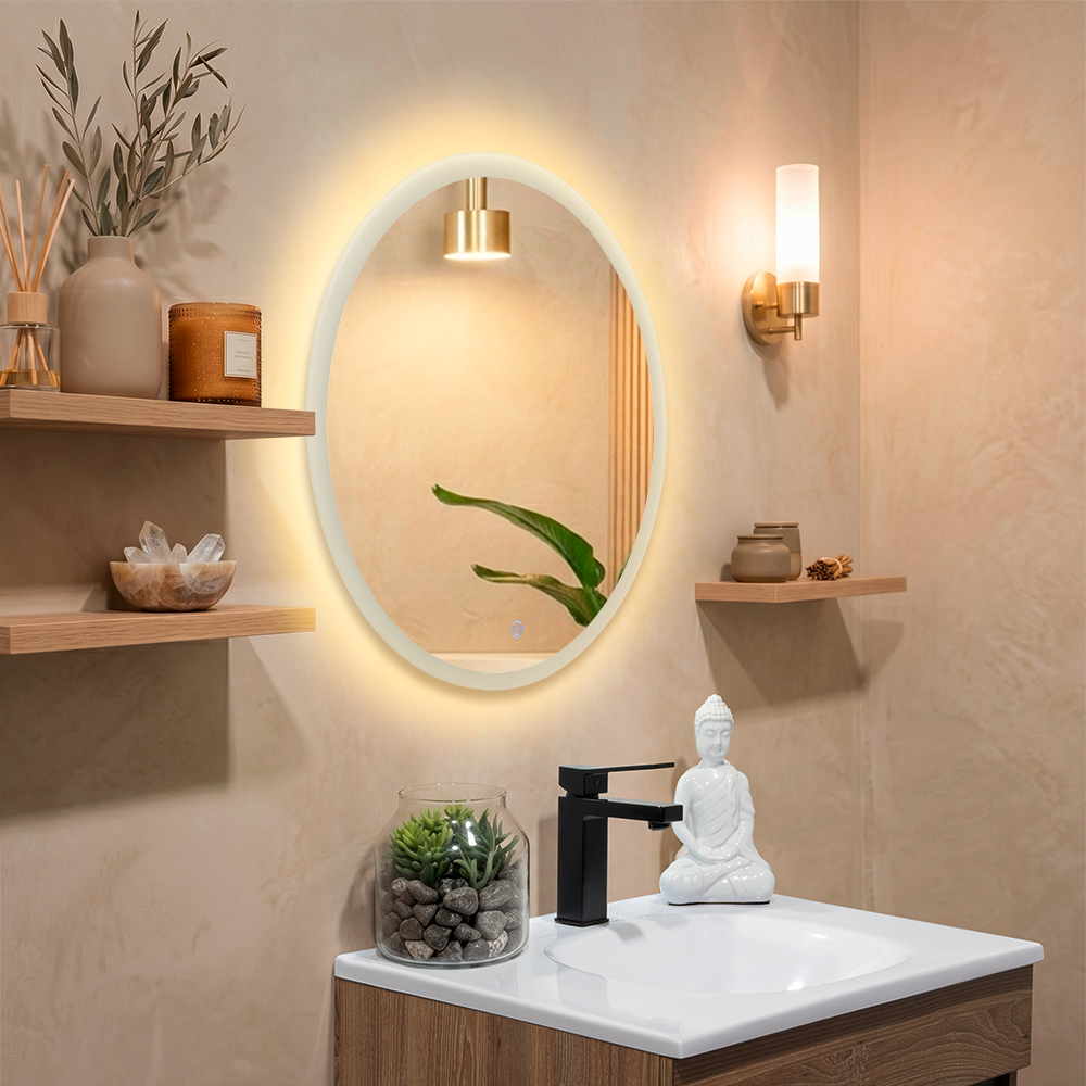 Espejo Circular Saman, con Luz Led y Botón Touch