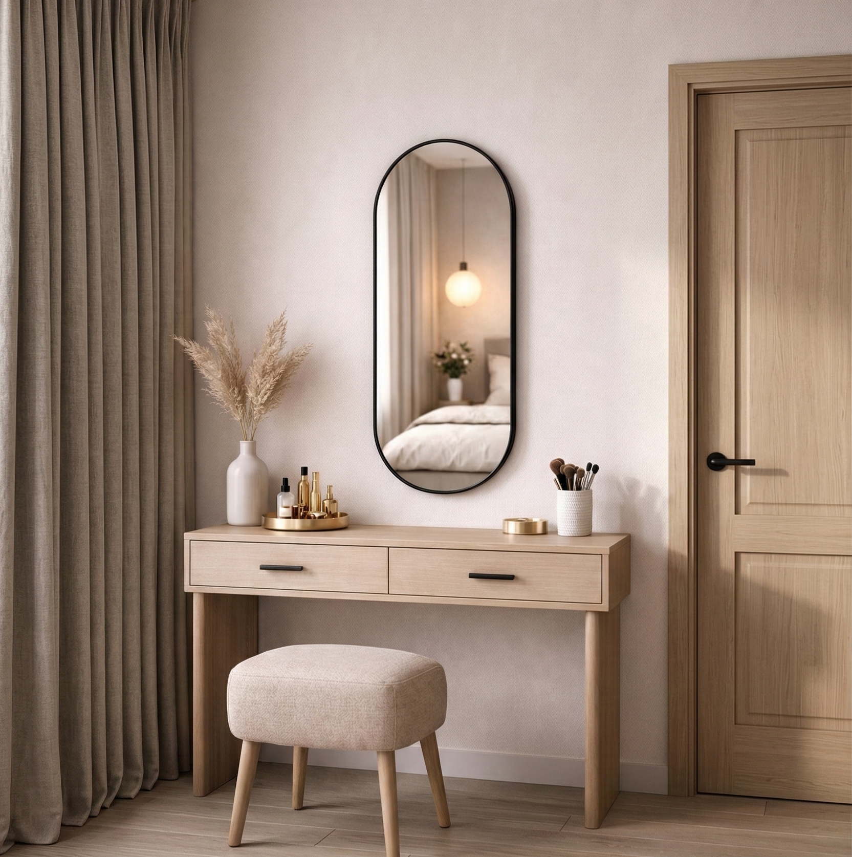 Espejo Ovalado Axel 100X50, con Marco Negro