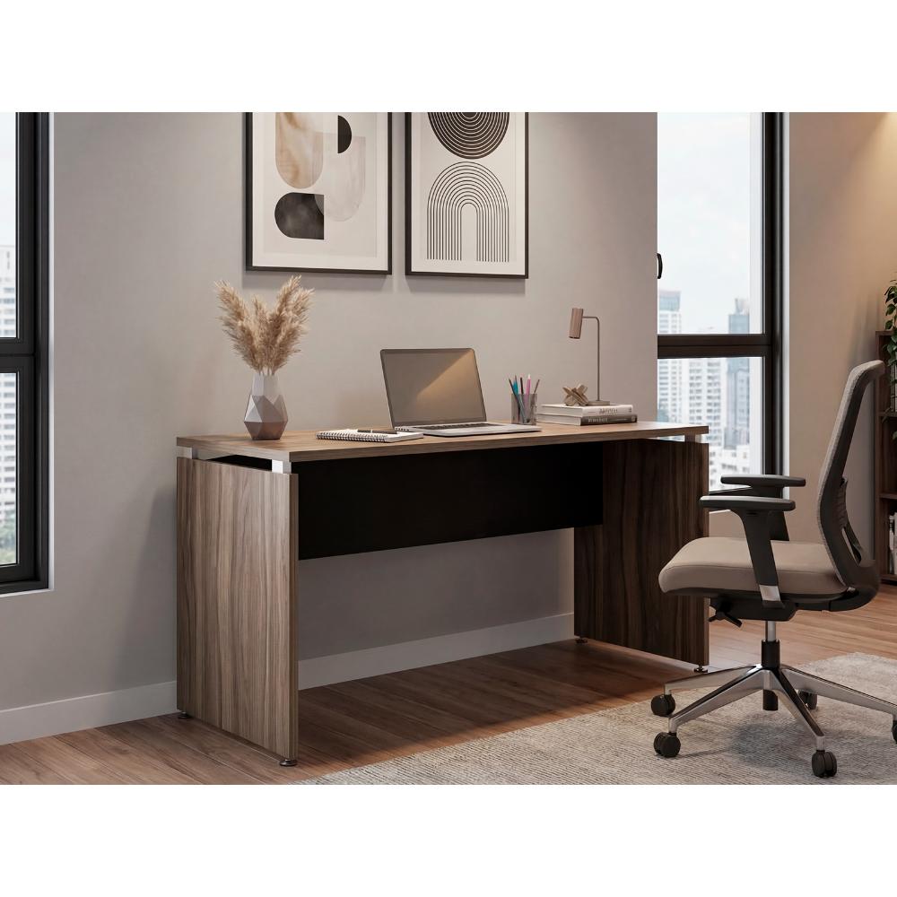 Escritorio Concept 150, Avellana y Wengue, con Amplia Superficie
