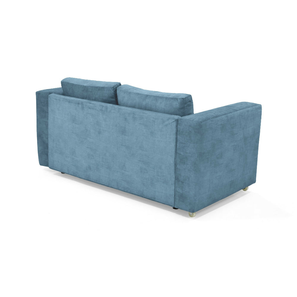 Sofa Cama Baxter 160x80x68 Con Baul Tela Azul