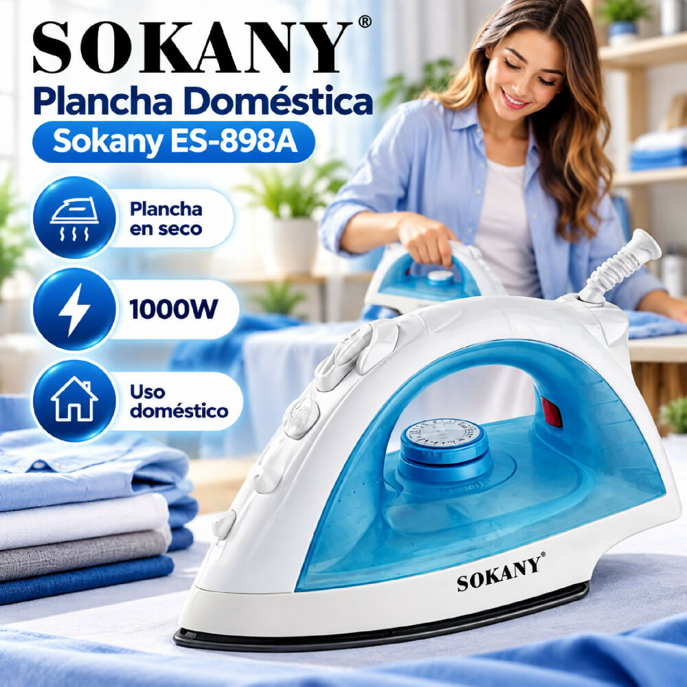 Plancha Doméstica Sokany ES-898A Tradicional De Ropa En Seco 1000W
