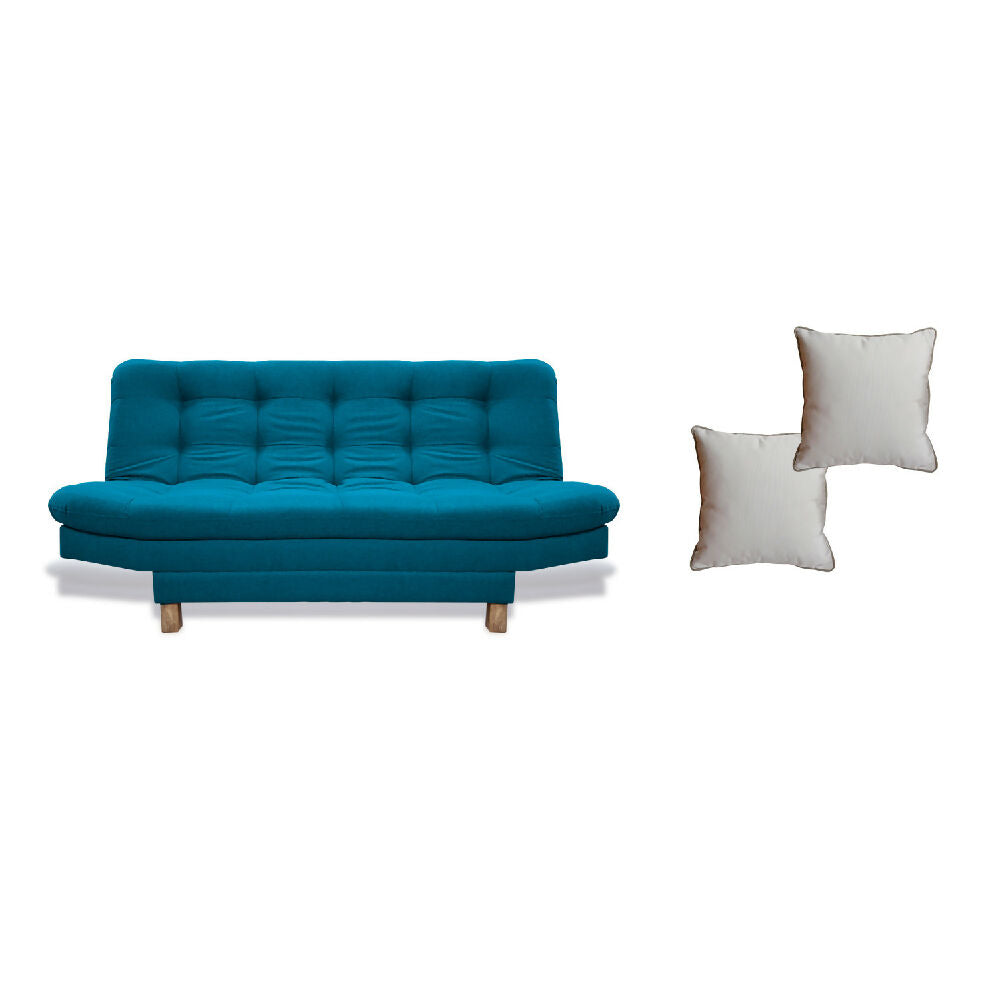 Sofacama Widmer 3 Posiciones Turquesa + Cojines Decorativos