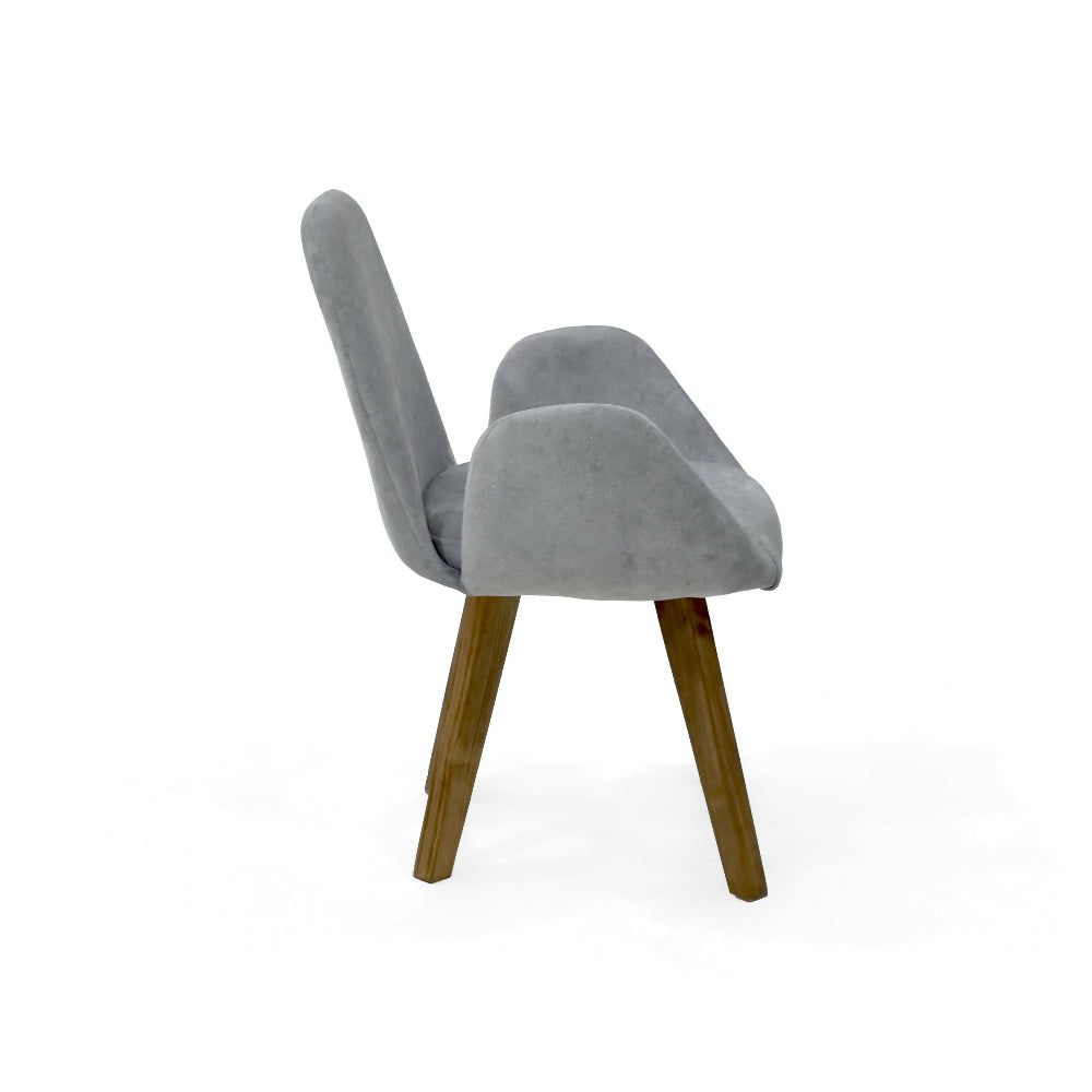 Silla de comedor Mao 63x60x86 Tela Plata Matiz Caoba