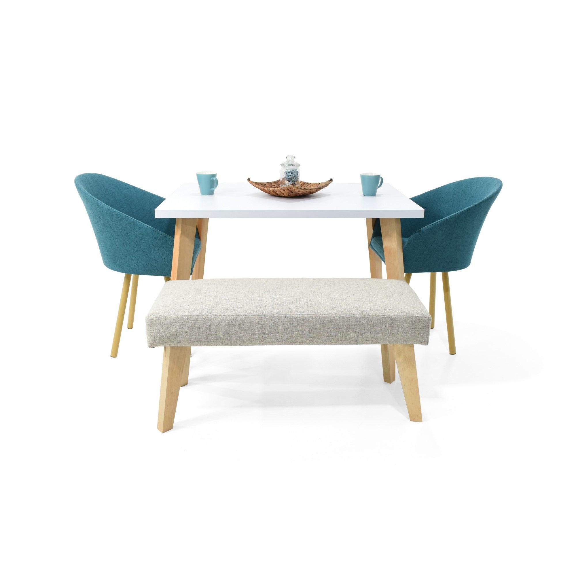 Comedor 4 Puestos Lugo Matiz Sillas Tokyo con Butaco Petroleo Plata