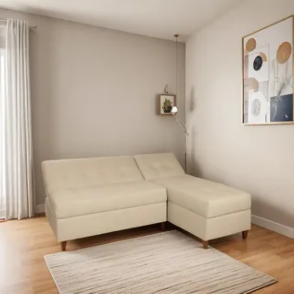 Sofá Cama Angela En L Con Brazos Antifluidos Beige