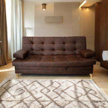 Sofa cama 5 posiciones Balmain Multifuncional Tipo Cuero Café