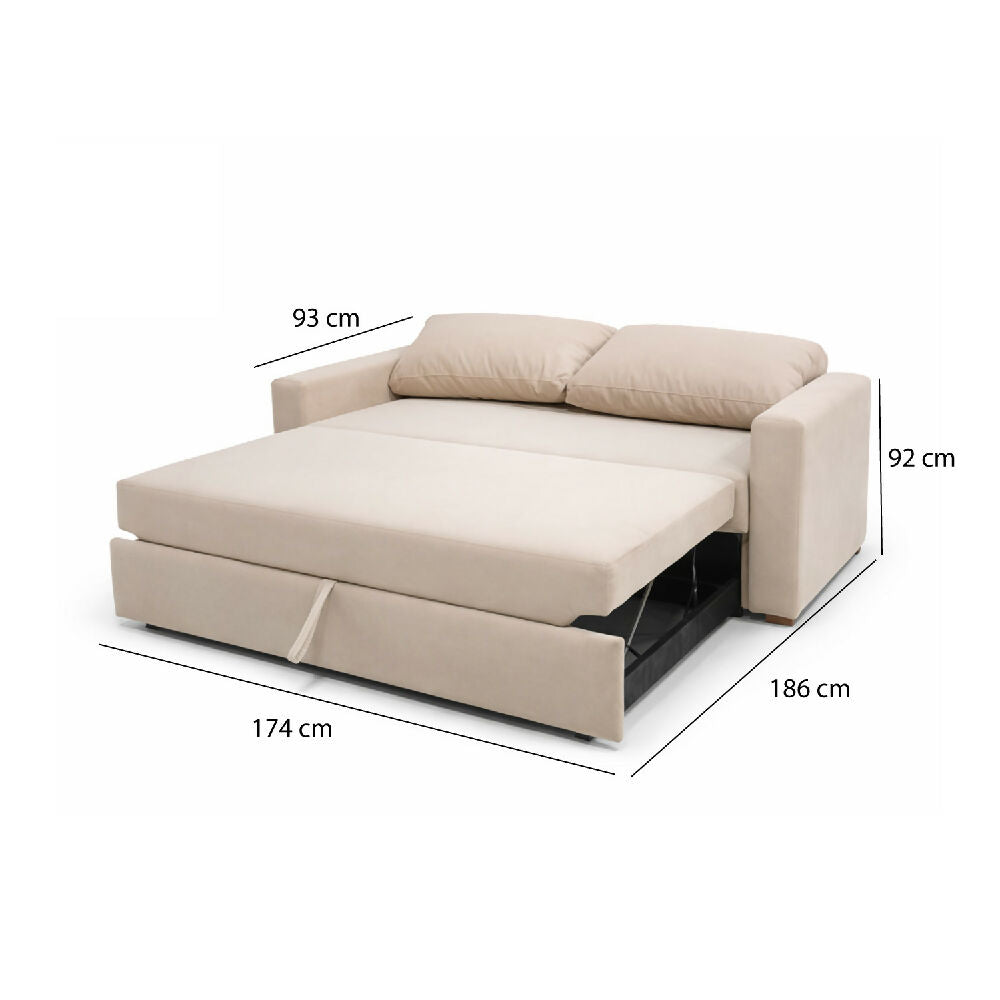 Sala Sofá Cama 92x 174x93cm + Puff + Mesa de Centro Beige