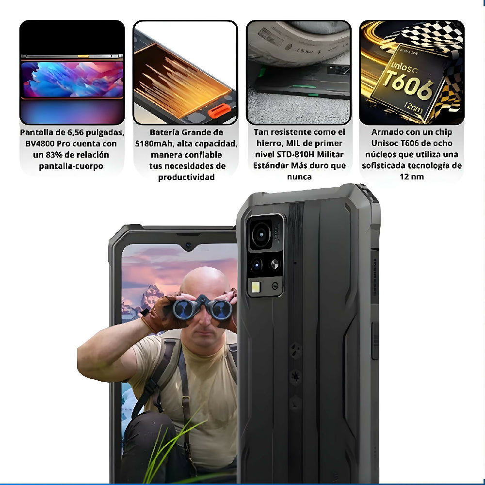 Celular Blackview BV 4800 128GB Negro Resistente A Caídas