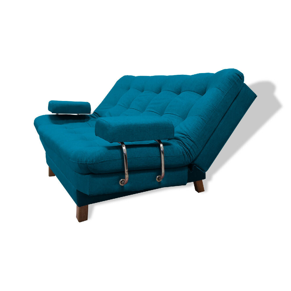 Sofacama Brunner 3 Posiciones Con Brazos extraíbles Turquesa + Cojines Decorativos
