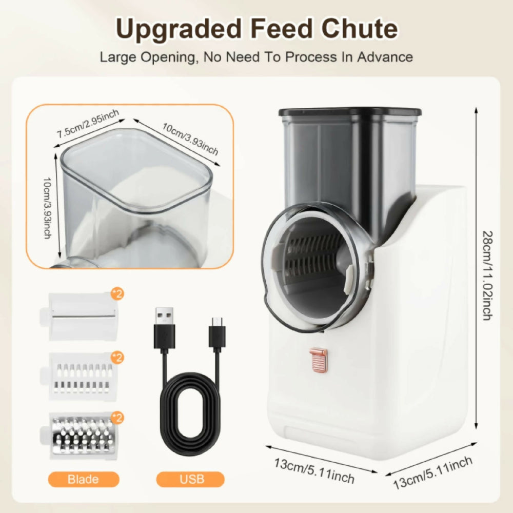 Picador Rallador De Verduras Eléctrico Multifuncional Con Cuchillas De Acero Inoxidable