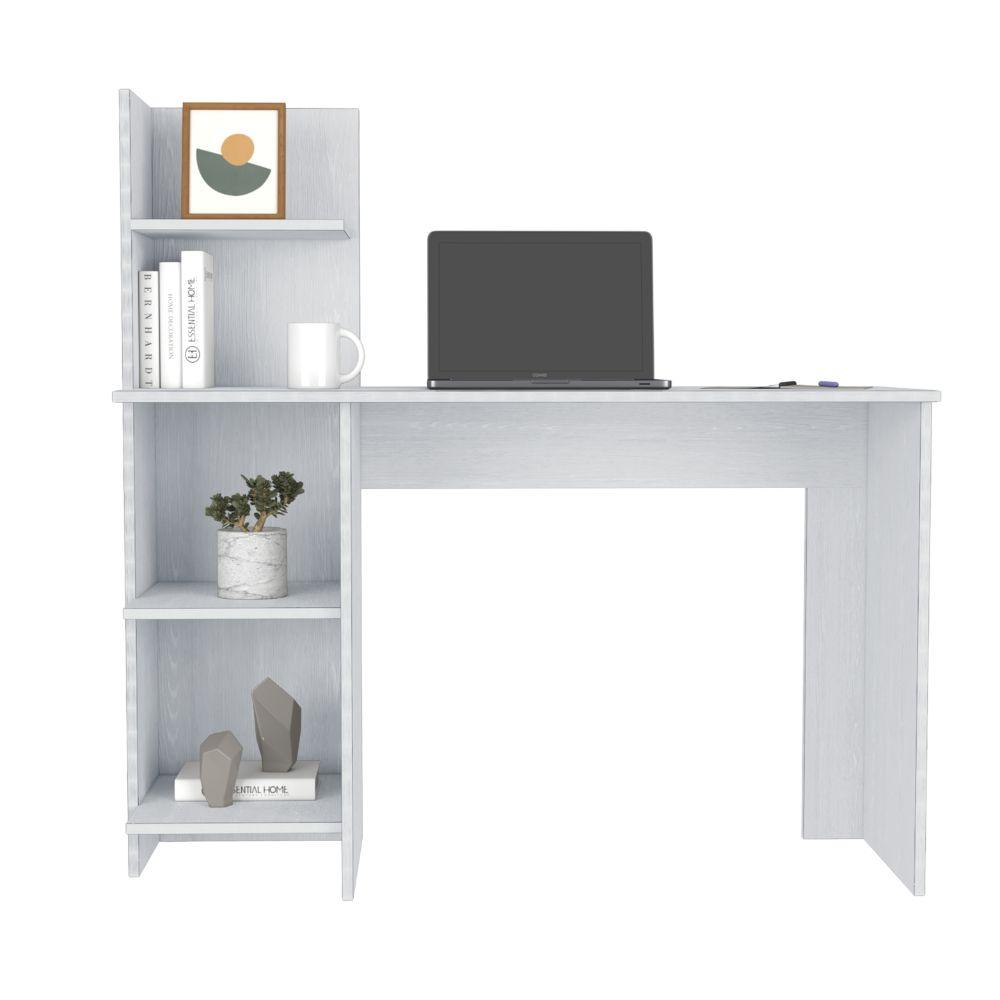 Escritorio Vilna, Blanco Marquez, con Cuatro entrepaños para ubicar elementos de estudio - VIRTUAL MUEBLES