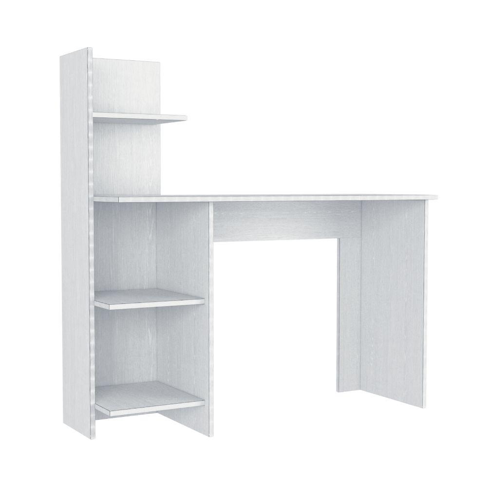 Escritorio Vilna, Blanco Marquez, con Cuatro entrepaños para ubicar elementos de estudio - VIRTUAL MUEBLES