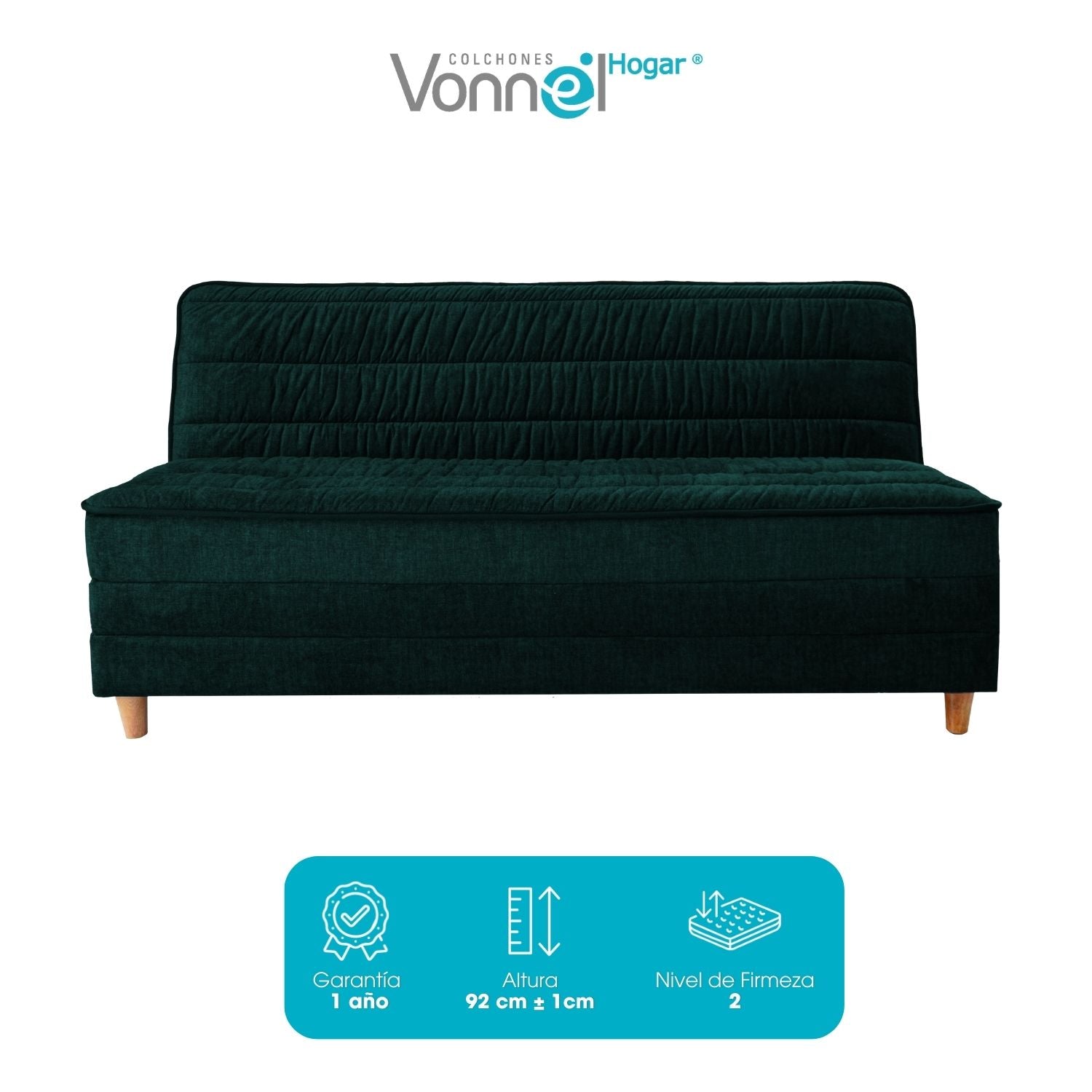Sofá Cama Europeo Marca Vonnel (120X180 Cm) Esmeralda