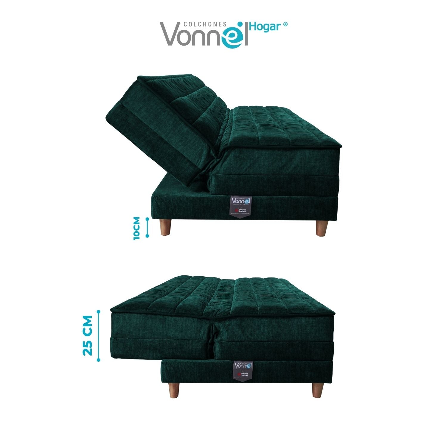 Sofá Cama Europeo Marca Vonnel (120X180 Cm) Esmeralda