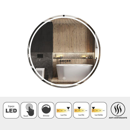 Espejo Disco Small, Redondo Con  Luz Led