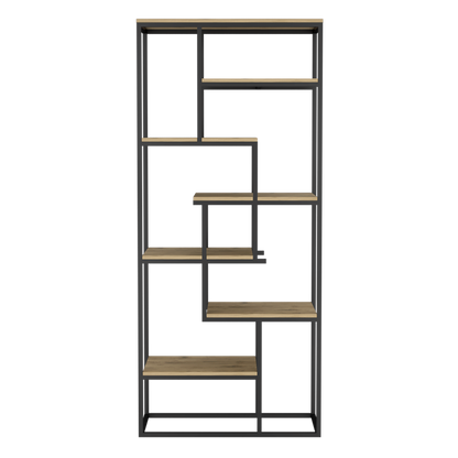 Estantería showy, Macadamia y Negro, Con entrepaños y Diseño Moderno